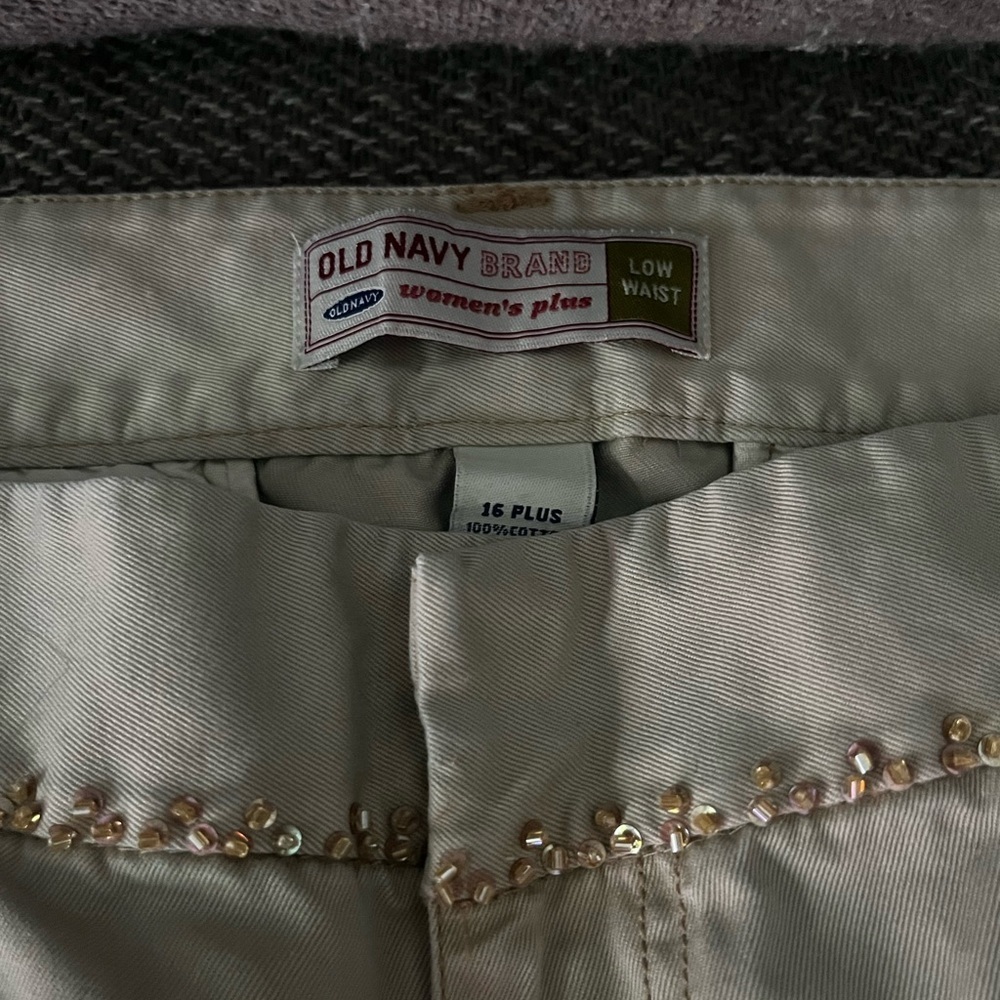 Old Navy Cream Beaded Low Waist Pants - Picture 2 of 7
